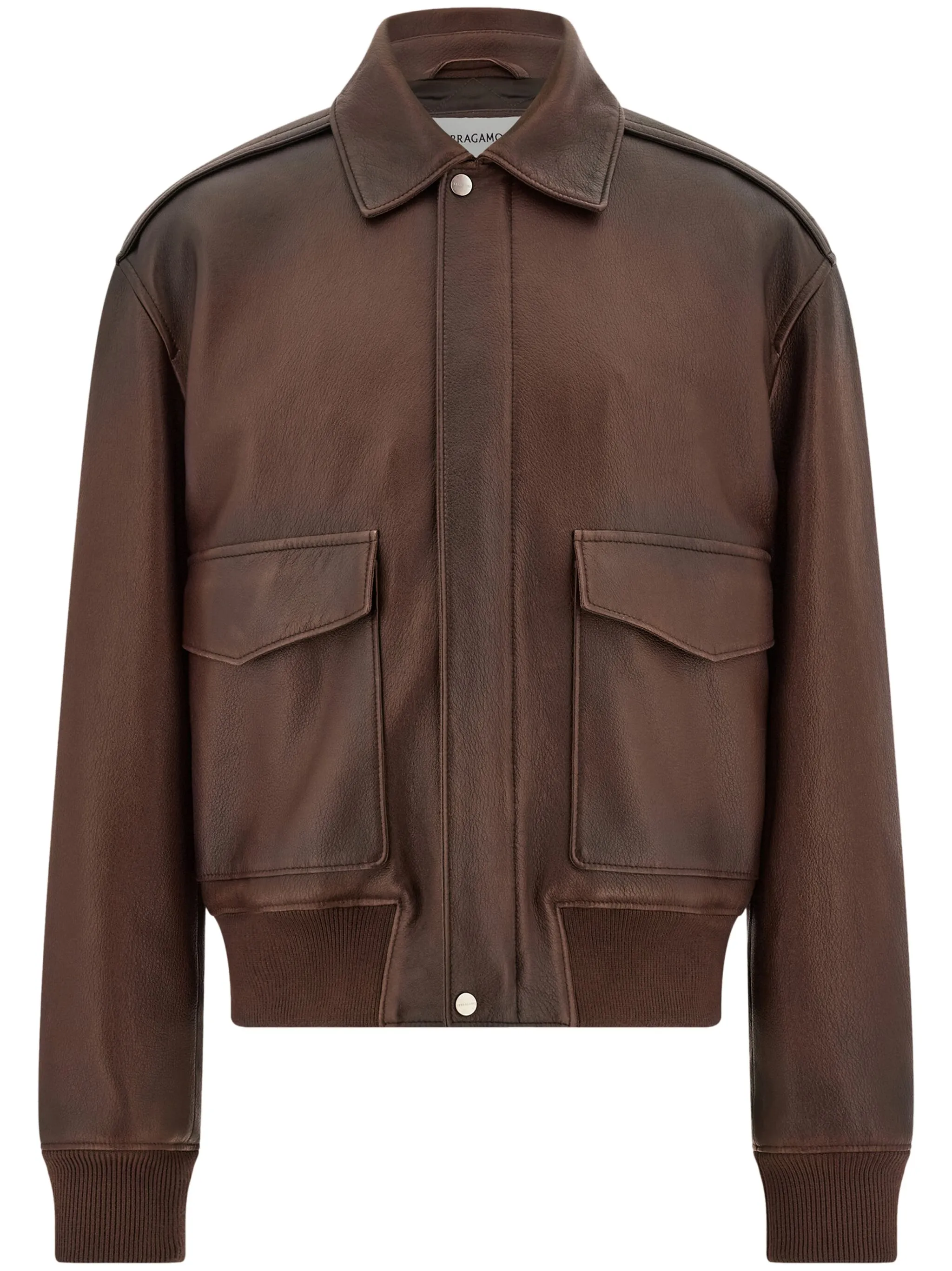 

Кожаная куртка на молнии Ferragamo, коричневый