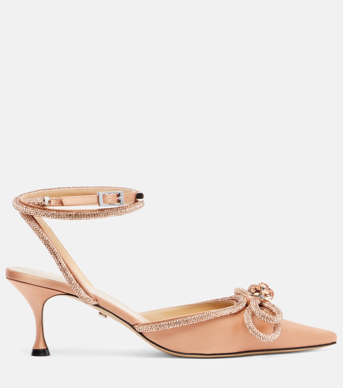 Туфли-лодочки Double Bow 65 с декоративными элементами из атласа Mach & Mach, Golden Brown — фото 4