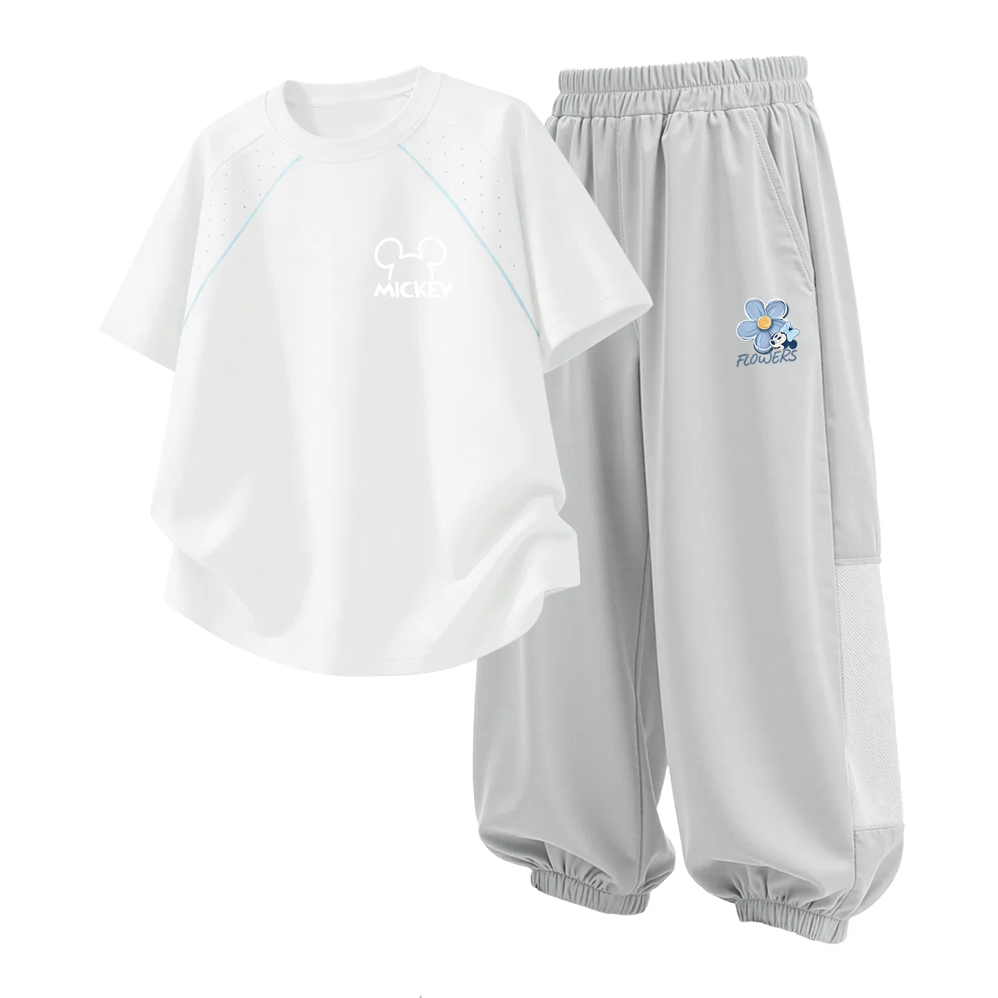 Детский спортивный костюм Casual Sportswear 2 Piece Set Disney, Thick Board Line K White+Di Flower Trace K Misty Gray