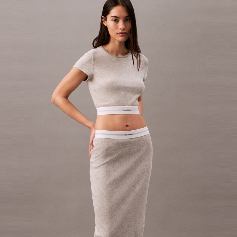 Вязаная длинная юбка женская Calvin Klein, серый — фото 4