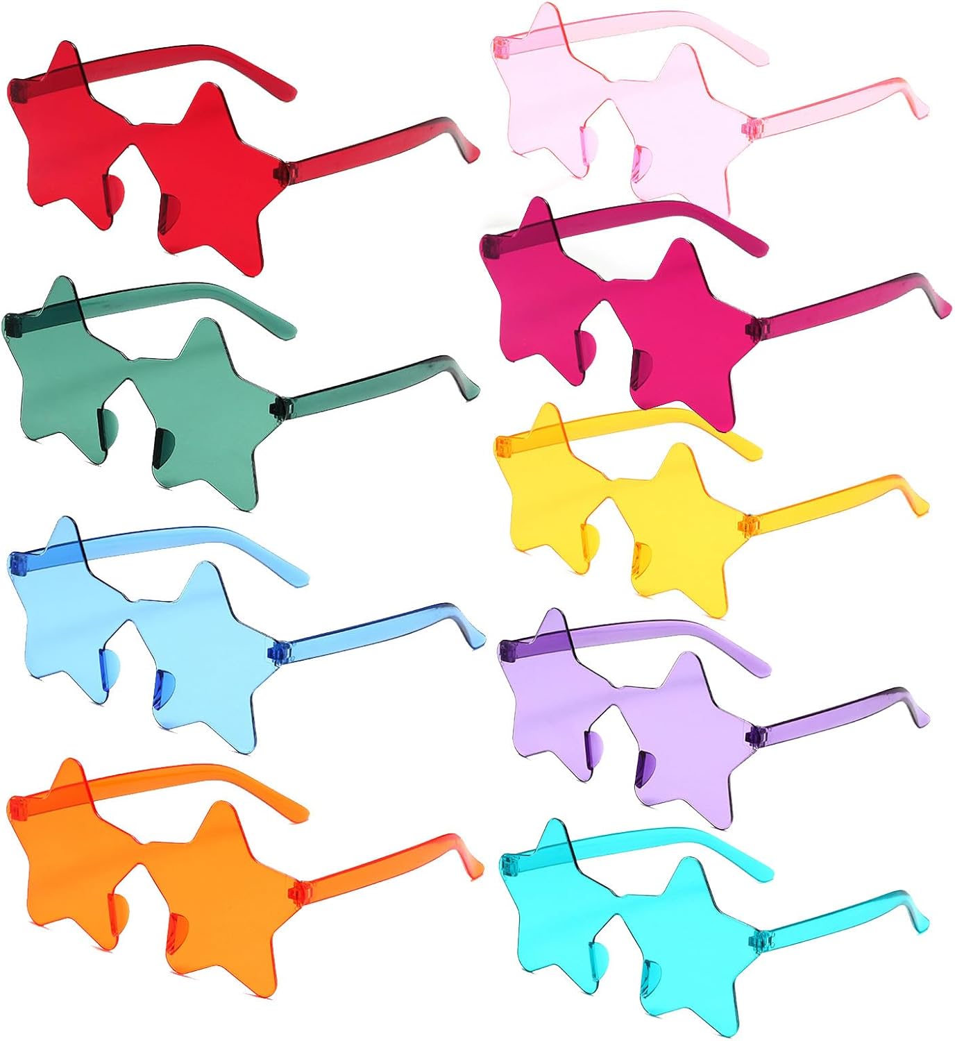 

Набор из 9 солнцезащитных очков в форме звезды, разноцветные очки без оправы в форме звезды, универсальные сувениры для вечеринок на пляже, у бассейна и на открытом воздухе MIUSKATL, 9 Pack