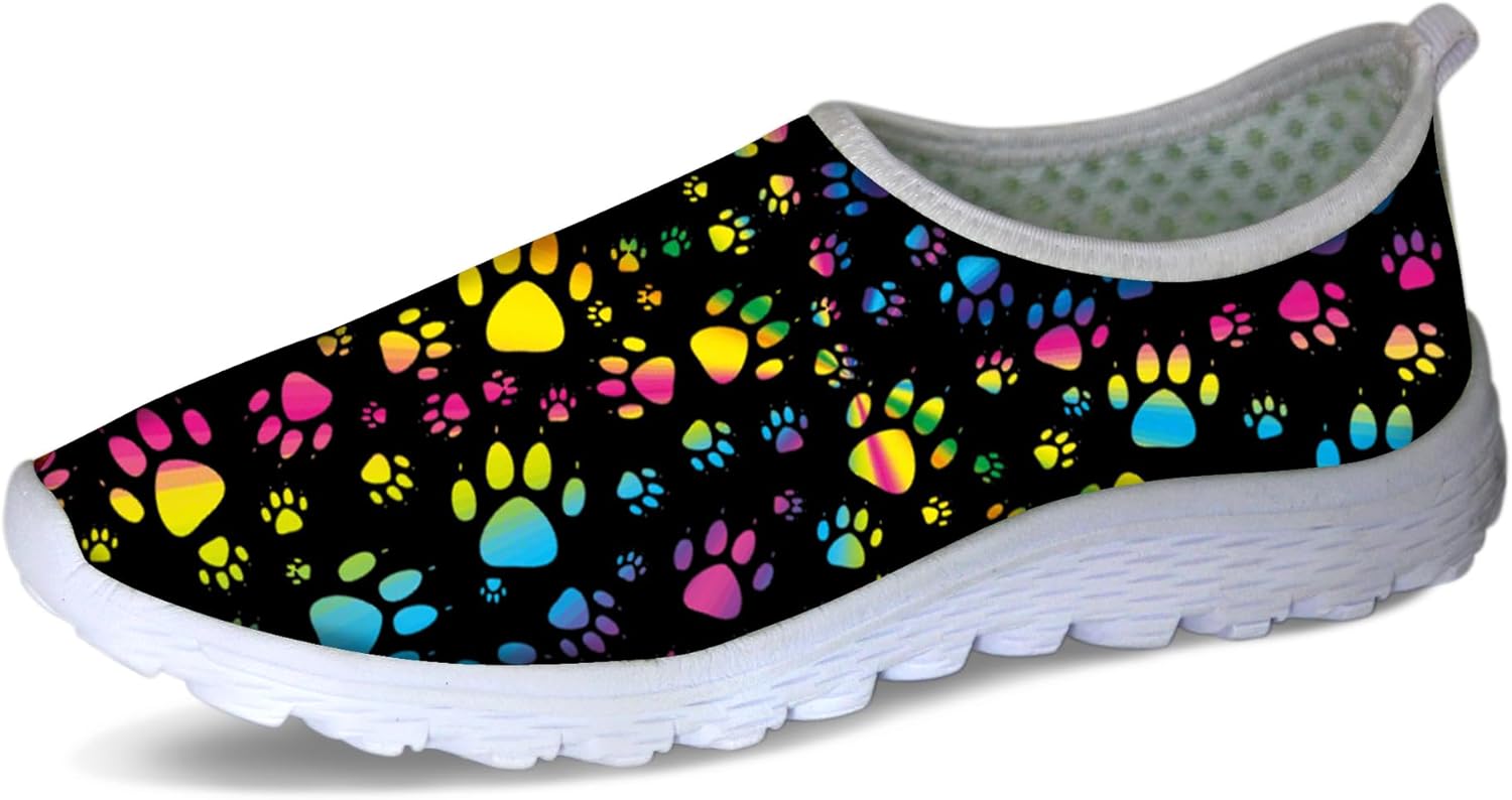 

Мужские кроссовки Forchrinse Green Palm Leaves, легкие, без шнурков, дышащие, для работы, спортзала и путешествий, Colorful Dog Paw Print