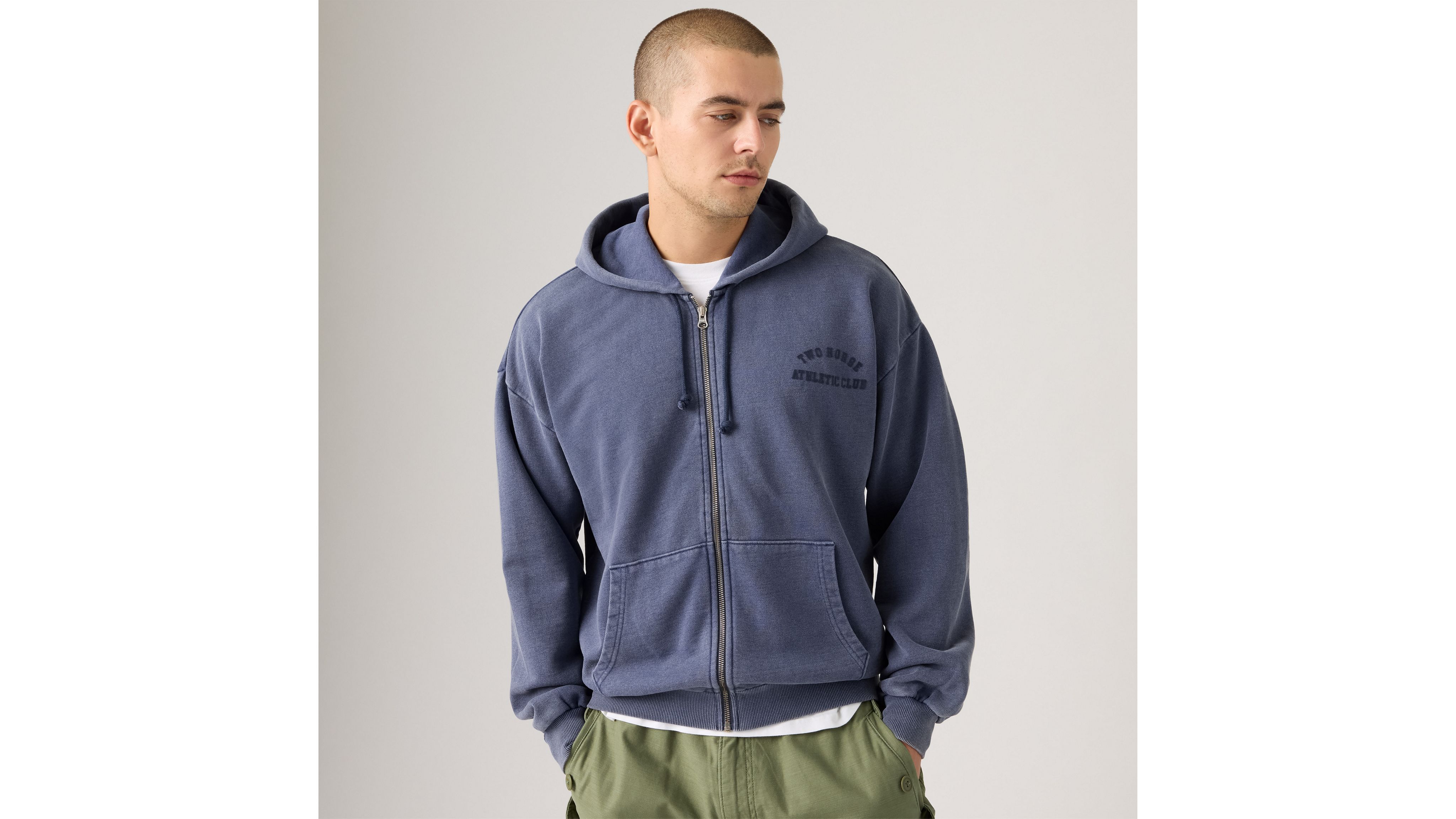 

Толстовка свободного кроя с капюшоном на молнии Two Horse Levi's, Zodiac Blue - Blue