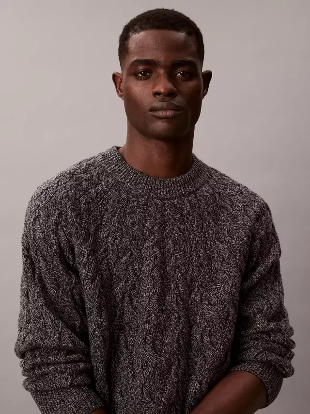 Вязаный джемпер из смеси овечьей шерсти, средне-серый меланж Calvin Klein — фото 4
