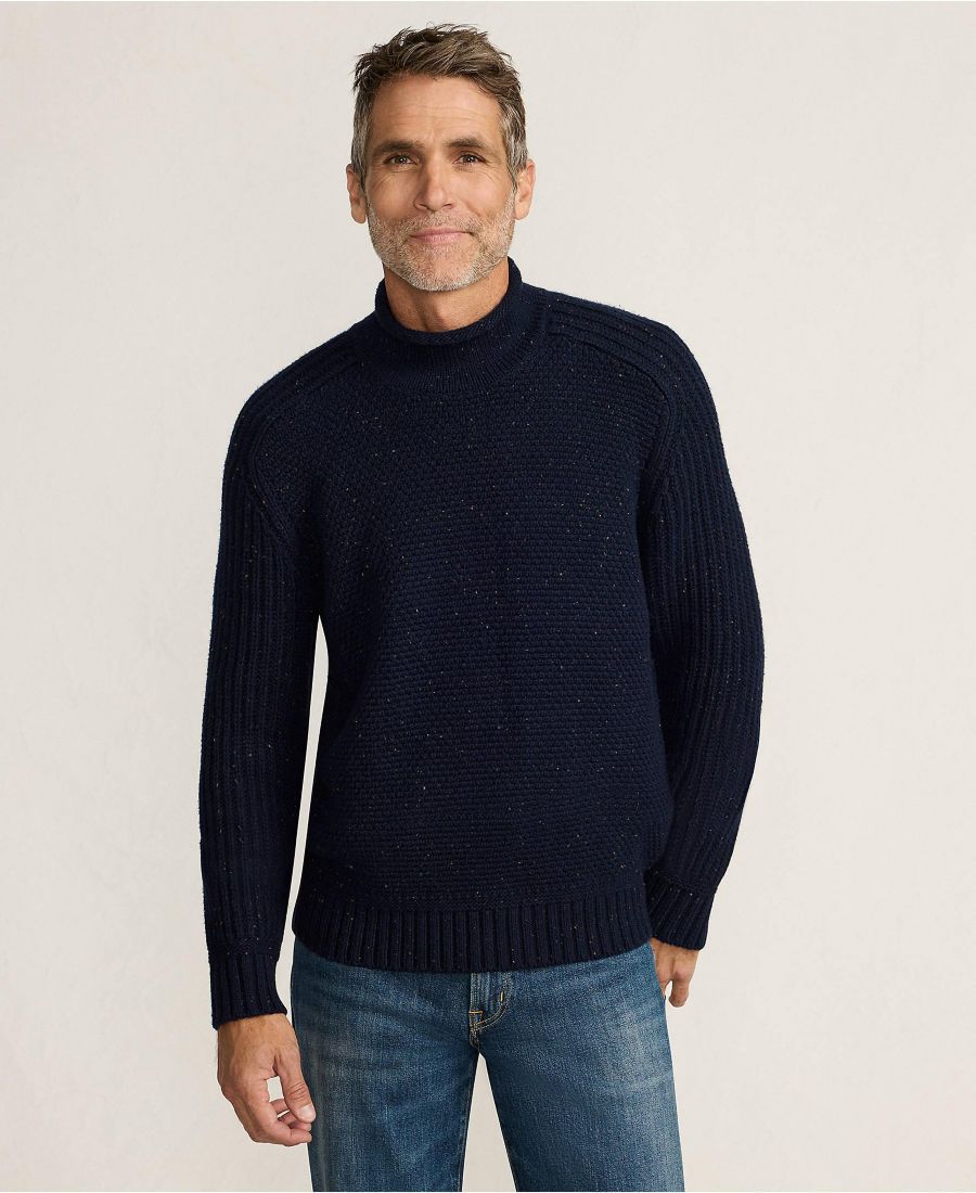 

Мужской свитер с длинными рукавами и высоким воротником Lands' End, Highlands navy donegal