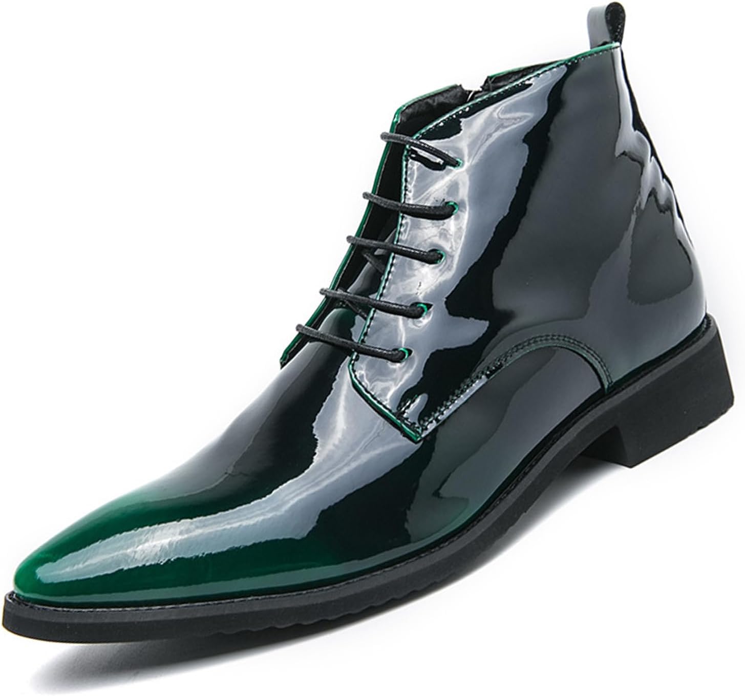 

Мужские лакированные кожаные ботинки Челси с заостренным носком, модные шнурованные роскошные ботинки Чакка с боковой молнией, высокие водонепроницаемые блестящие деловые формальные оксфорды на щиколотку Galonfulty, зеленый