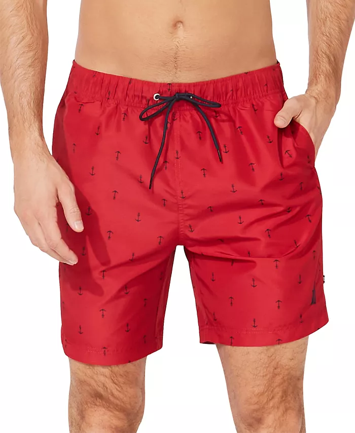 

Мужские быстросохнущие плавки с якорным принтом 8" Nautica, красный