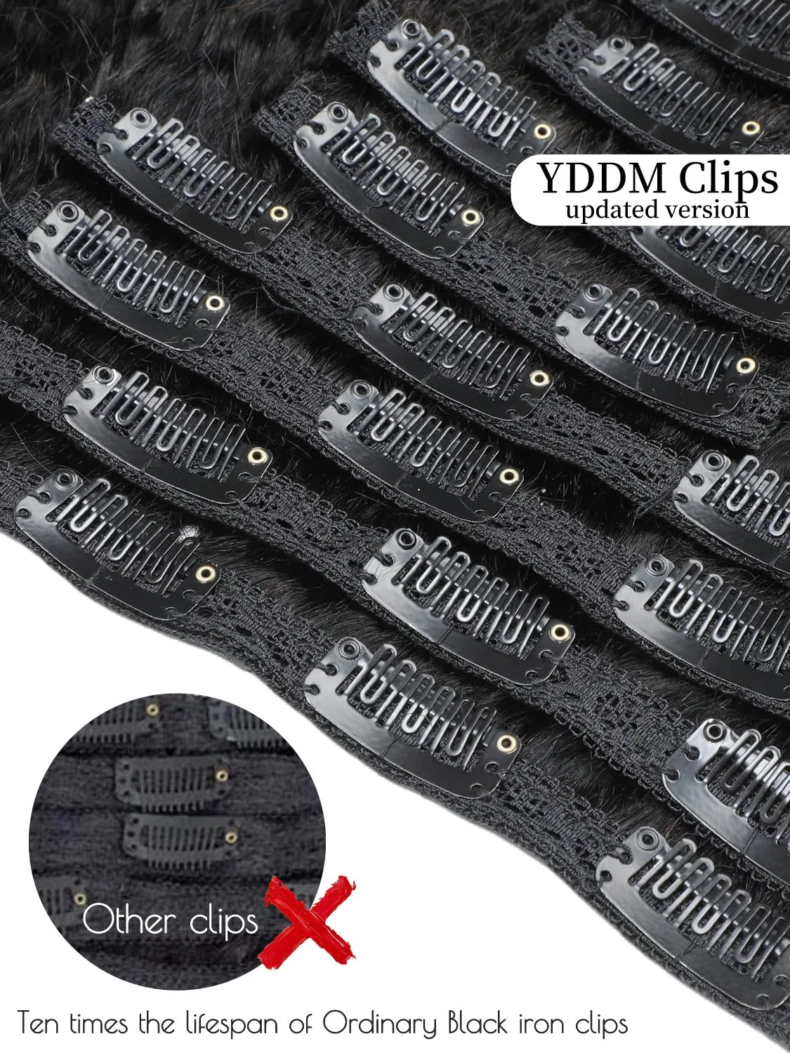 Накладные пряди на заколках YDDM для афро-женщин Yddm, Ks-Natural Black — фото 3