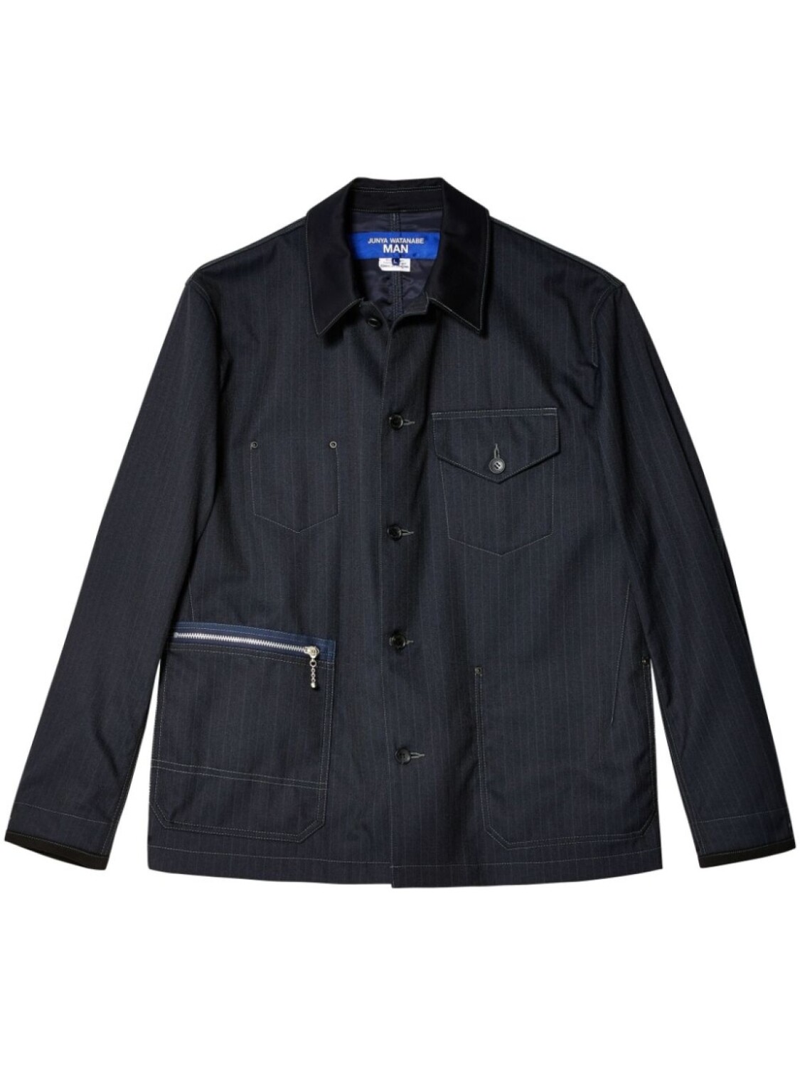 

Junya Watanabe MAN полосатая рубашка куртка, синий