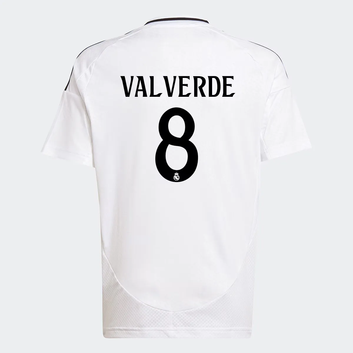 

Реал Мадрид CF 2024-2025 Детский 1-й комплект Valverde 8 Adidas футболка, белый