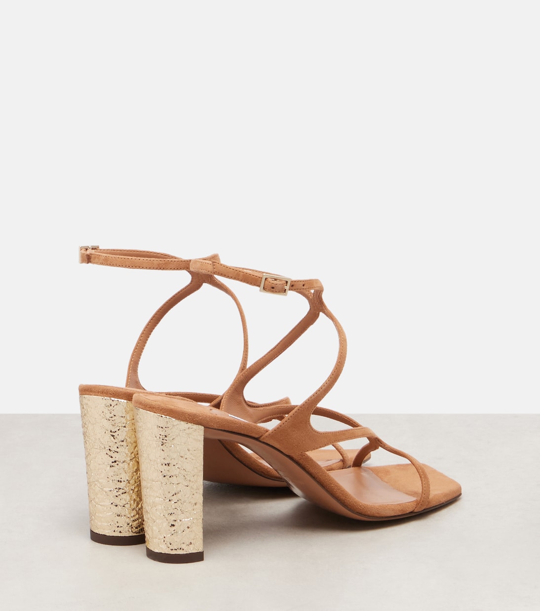 Ази 85 декорированные замшевые сандалии Jimmy Choo, Toffee/Gol — фото 2