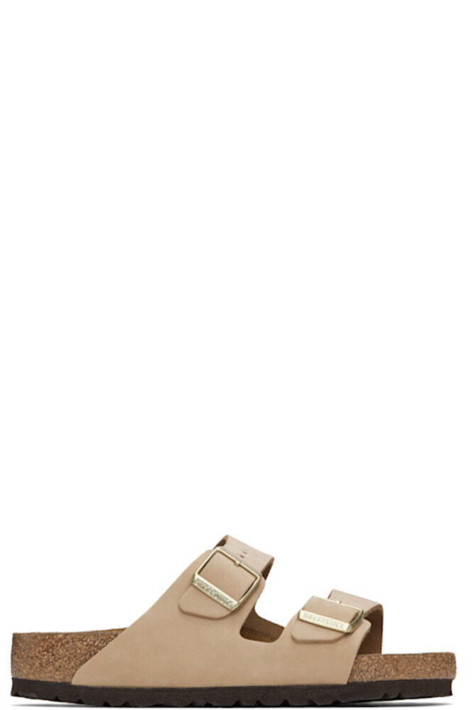 Бежевые обычные сандалии Arizona с мягкой стелькой Birkenstock
