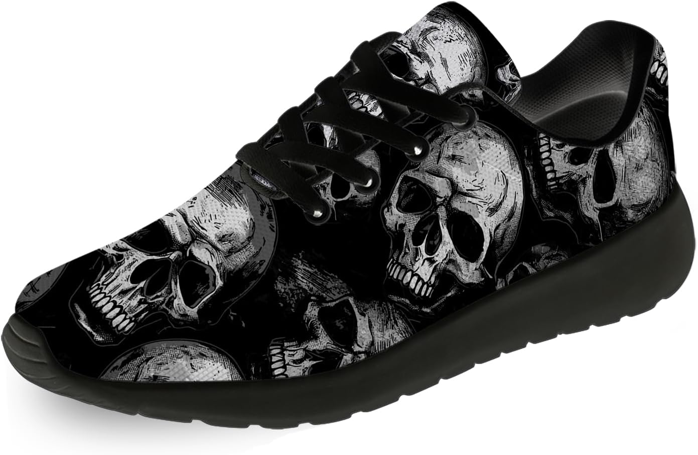 

Кроссовки Horethy Skull для мужчин и женщин, беговые кроссовки, легкие и удобные, для ходьбы и тенниса, подарок для мальчика и девочки, черный/серый