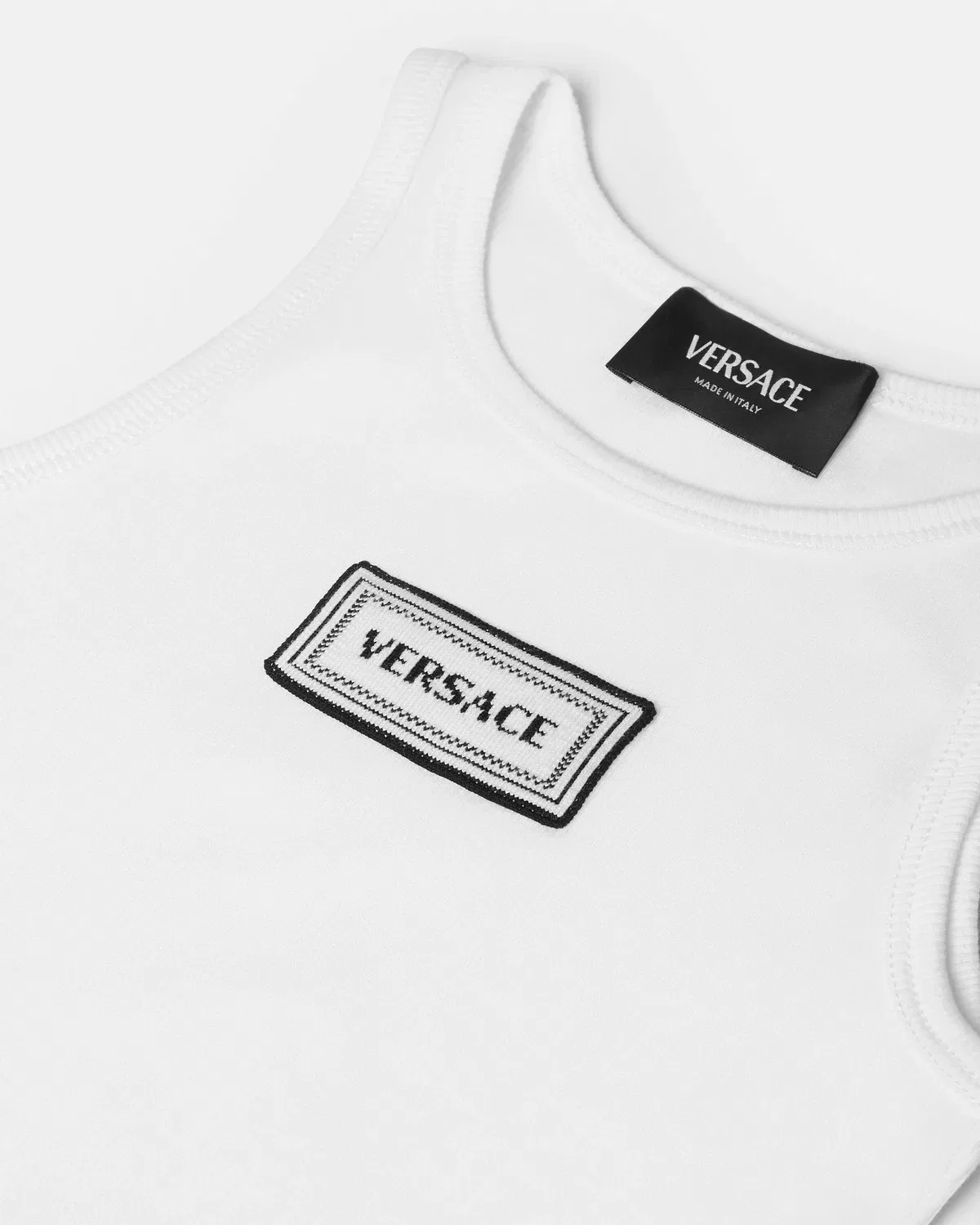 Детская майка из ребристого хлопка VERSACE, белый — фото 4