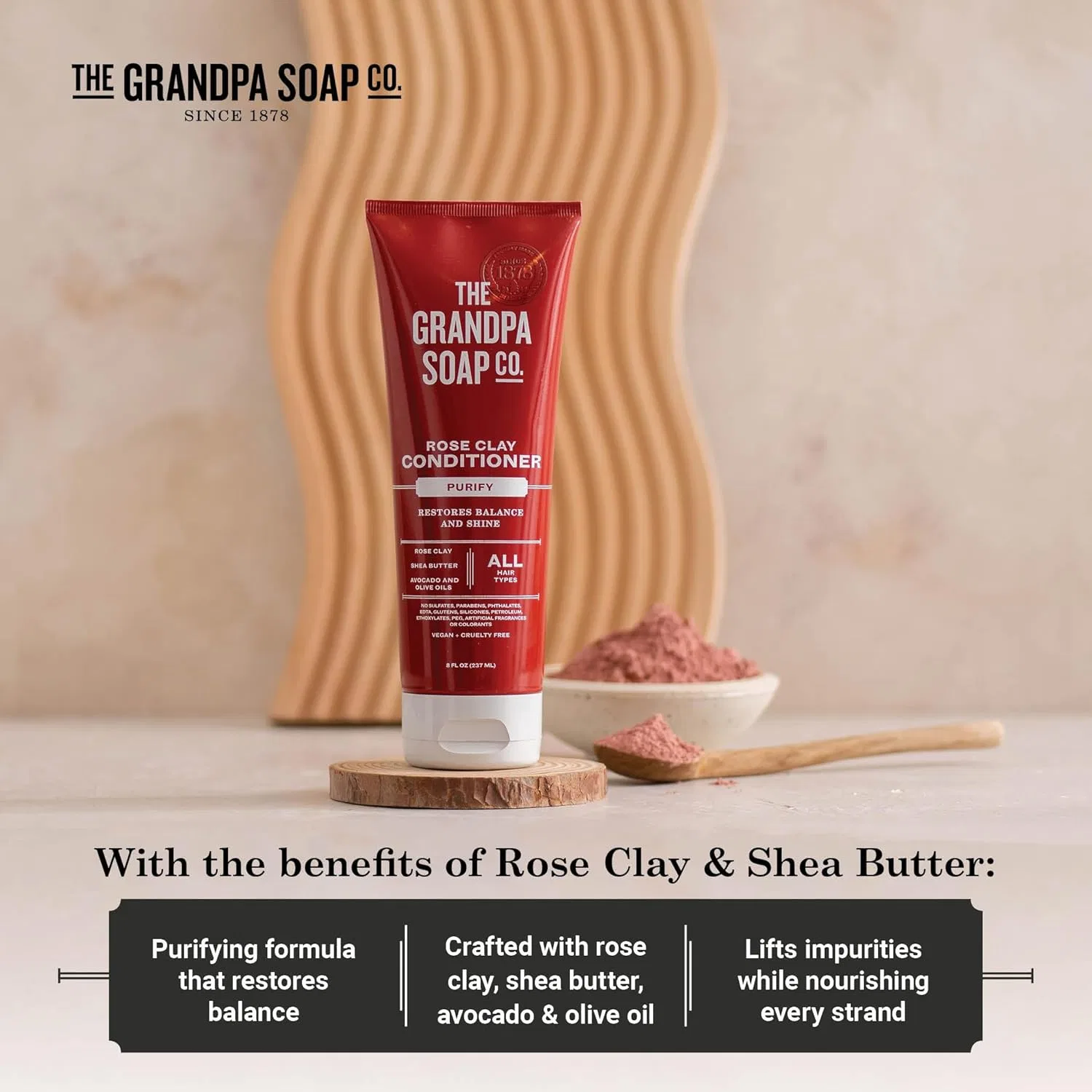 Глубокий кондиционер для волос Grandpa's Rose Clay Purify, 235 мл The Grandpa Soap Company — фото 4