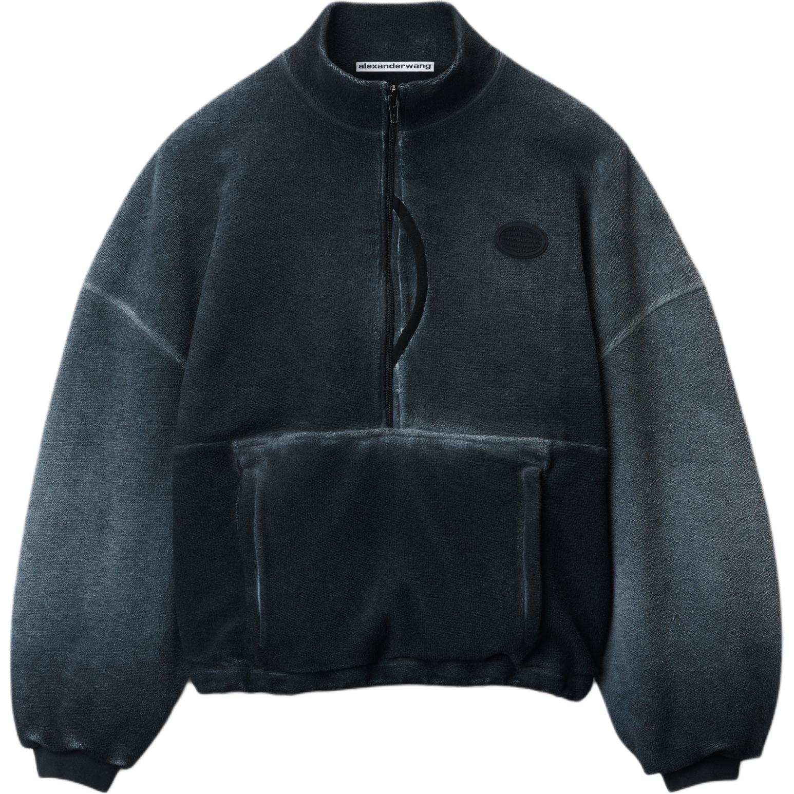Свитшот с воронкообразным воротником и полумолнией Alexander Wang, washed синий — фото 3