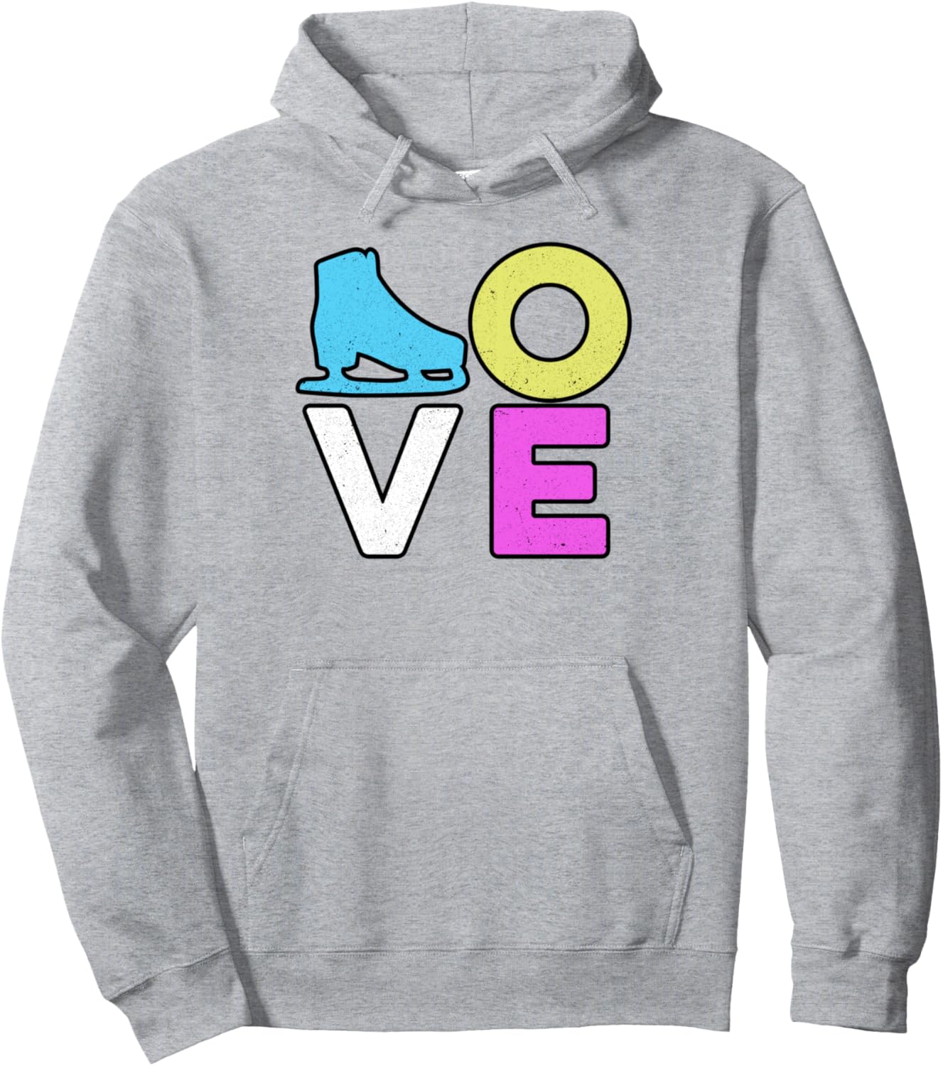 

Худи с графическим изображением любви для фигуристов и фигуристов, зимняя модель Ice Skating Gift Idea Ice Skater Figure Skating, серый