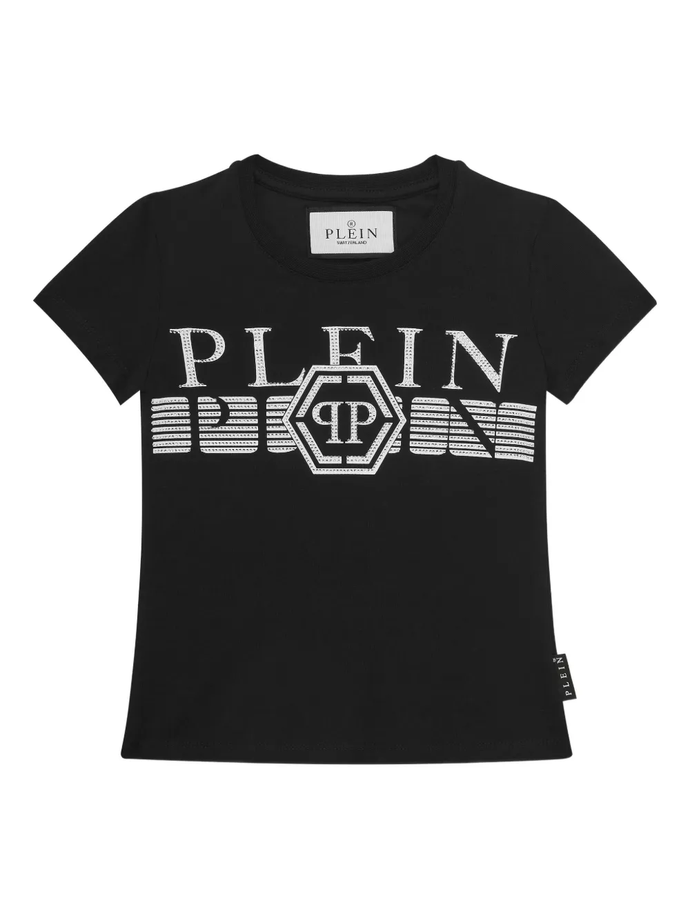 Декорированная футболка с круглым вырезом Philipp Plein Junior, черный