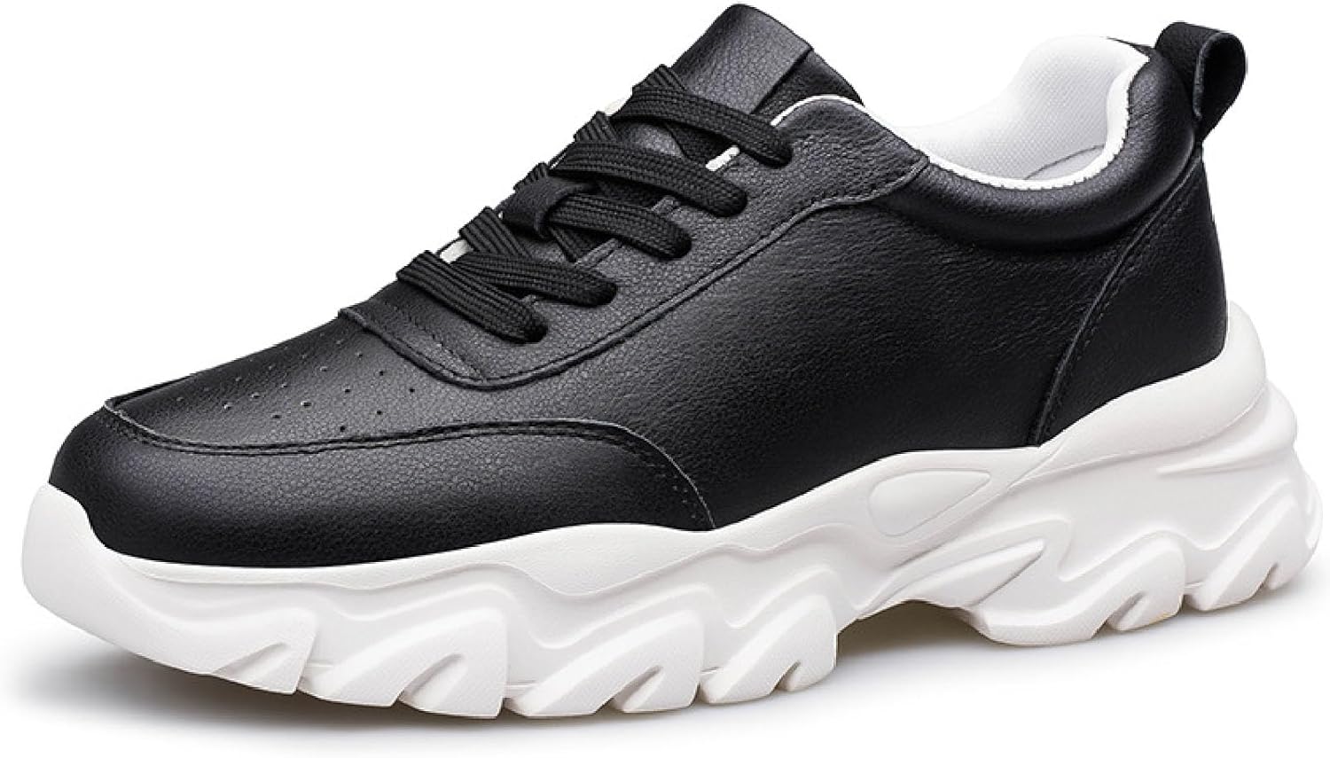 

Унисекс кроссовки на платформе, слипоны, шнуровка, удобные, с скрытым увеличением, с мемори-пеной, кожаные, стильные, на танкетке, для ходьбы Bhdjk, черный