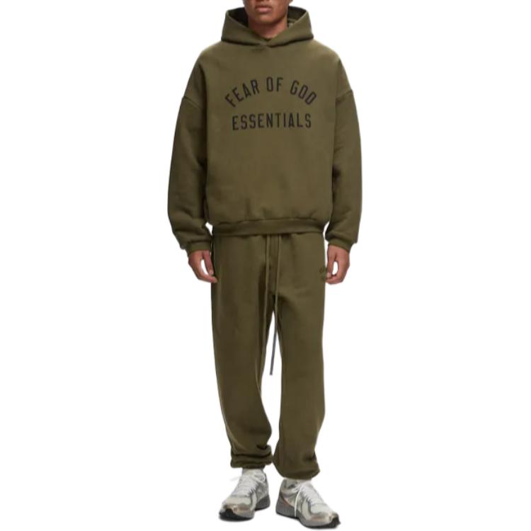 Худи Fear of God Essentials Fleece Hoodie 'Olive', оливкого-зеленый — фото 4