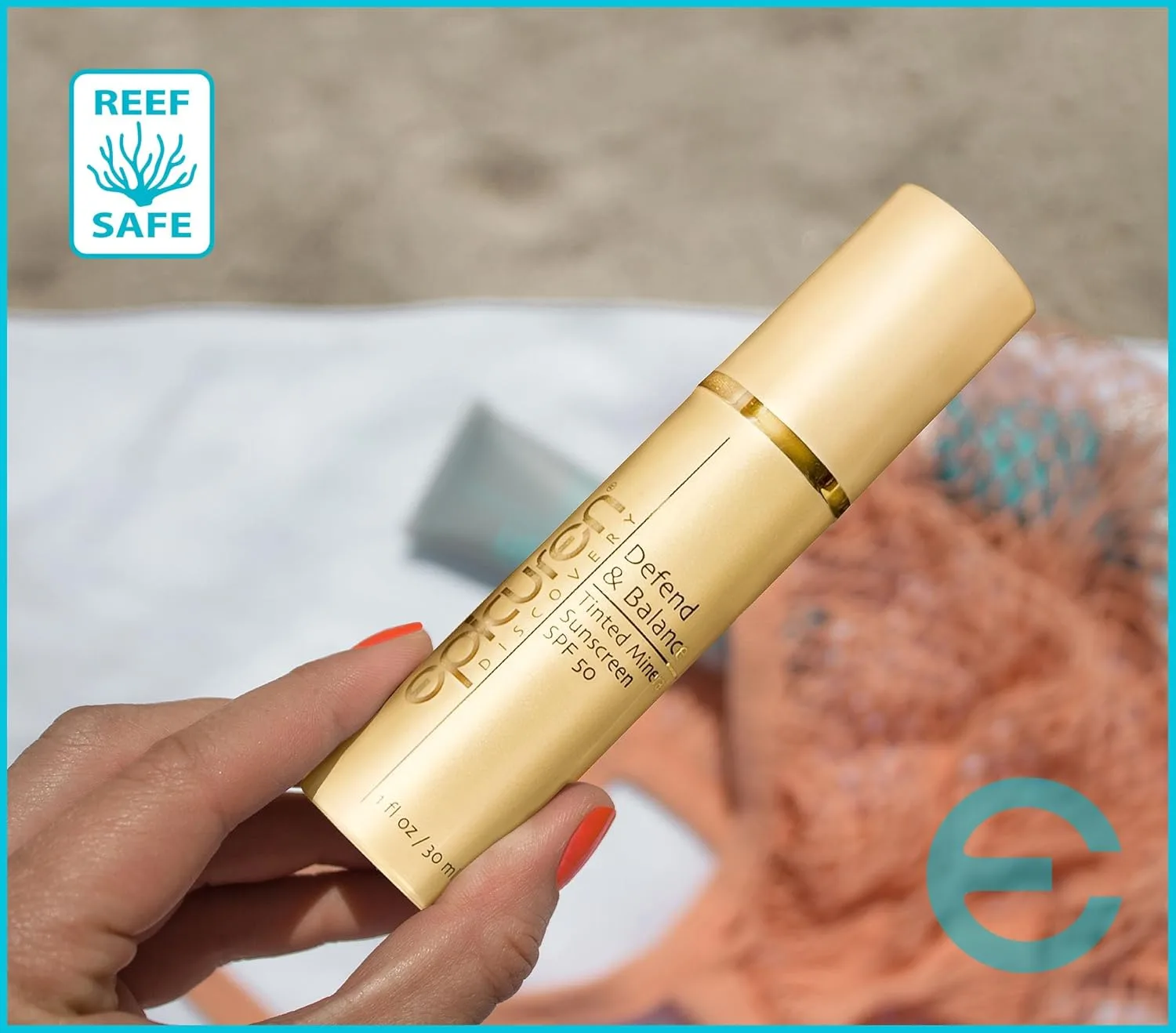 Солнцезащитный минеральный тонирующий крем Epicuren Discovery Defend & Balance SPF 50, 30 мл (1 унция, 1 жидкая унция)., Smooth Shiny — фото 3