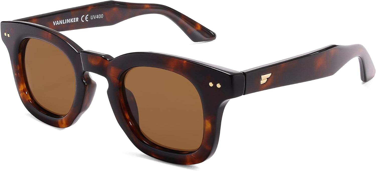 

Солнцезащитные очки VANLINKER Retro Small Chunky Square Polarized для мужчин и женщин, модель VL9881 (в стиле ретро, ​​с плотной оправой), C3-polarized Brown Lens/Tortoise Frame