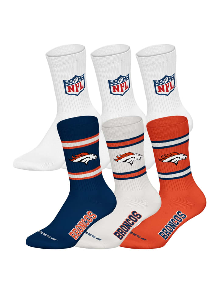 

NFL Набор из 6 носков цвета Denver Broncos/белый