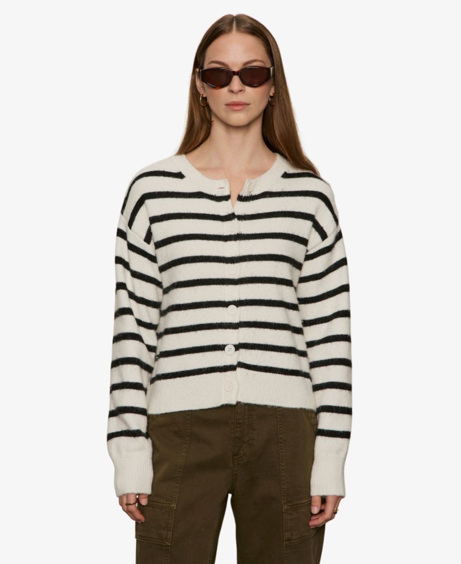 

Женский незаменимый кардиган на пуговицах Sanctuary, Chalk White/Black Stripe