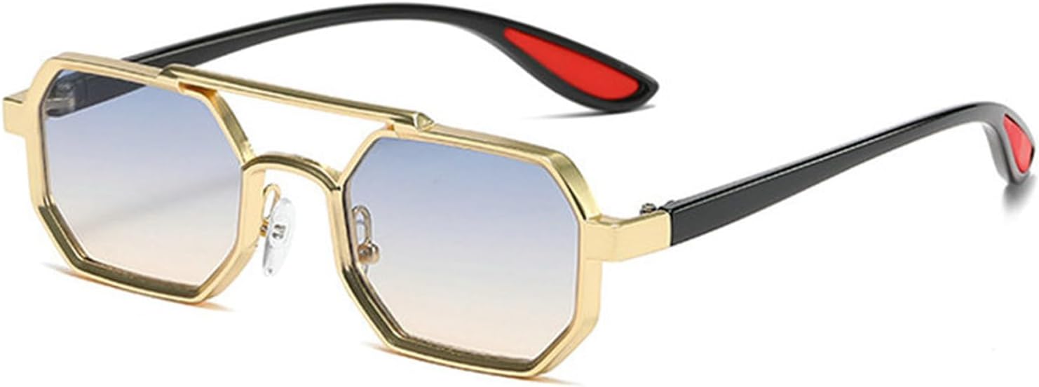 

Винтажные квадратные солнцезащитные очки-пилот в стиле 70-х годов, женские и мужские, с двойной перемычкой, металлические панк-очки, многоугольные солнцезащитные очки helena, C2