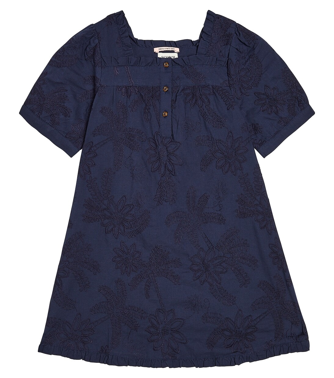 

Платье из хлопка с вышивкой Scotch & Soda Kids, синий
