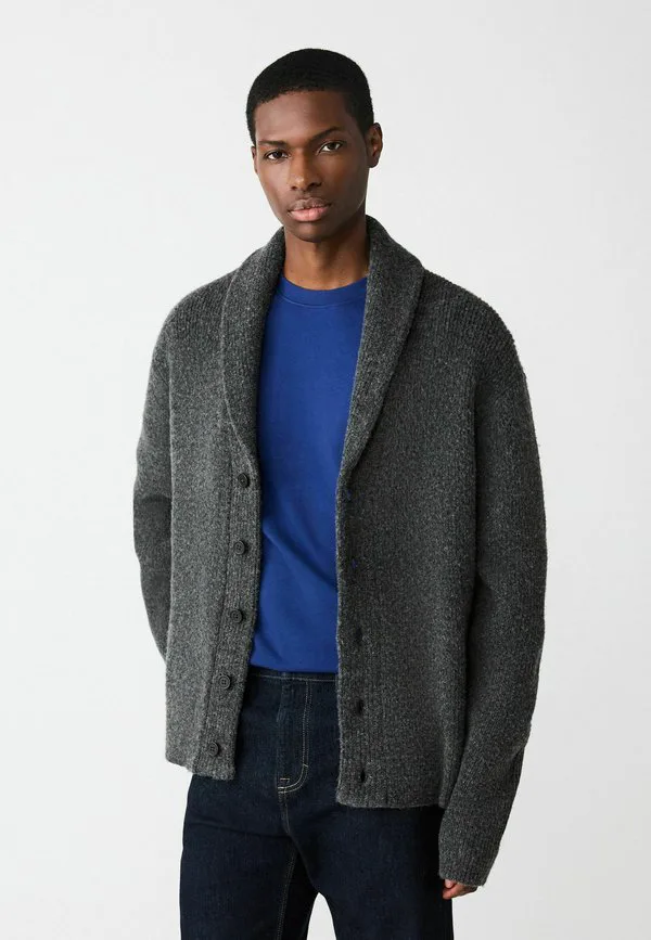 Кардиган-Шаль свободного кроя с текстурированной поверхностью Next, Charcoal Grey