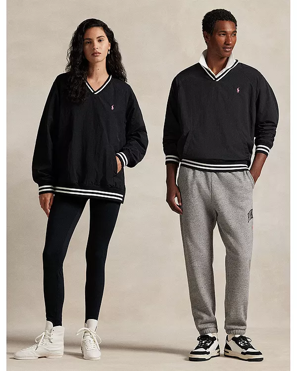 

Пуловер унисекс с V-образным вырезом и розовым пони Ralph Lauren, черный