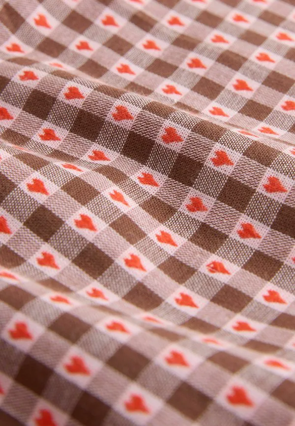 Блузка прямого кроя с v-образным вырезом и длинными рукавами Next, Brown Red Heart Gingham — фото 2