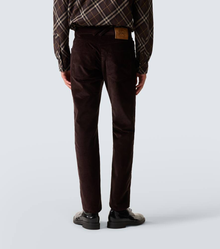 Брюки Burberry хлопковые узкие вельветовые, Clove коричневый — фото 4