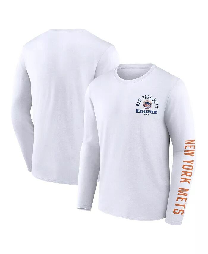 

Мужская белая футболка с длинным рукавом New York Mets Pressbox Fanatics