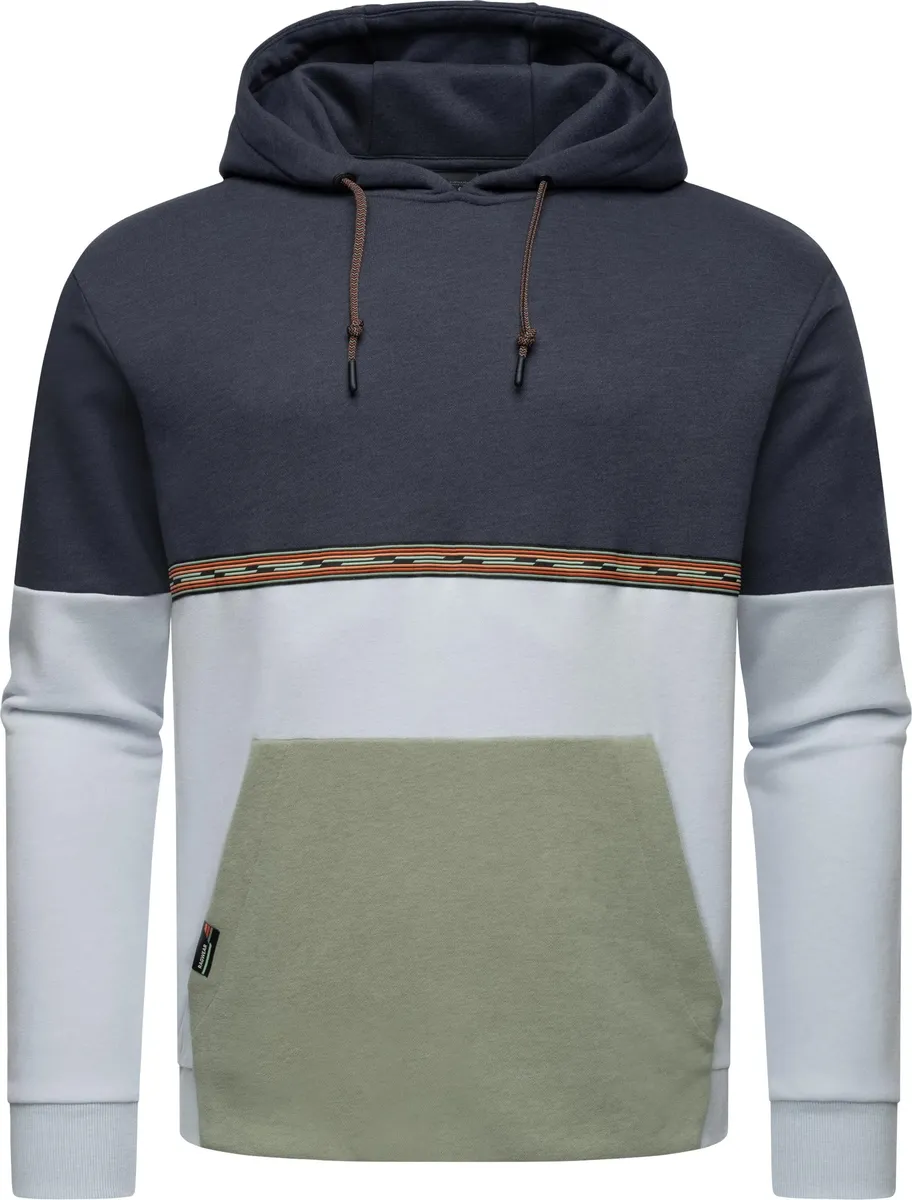 

Ragwear Hoodie "Blocky Hoody", спортивная мужская толстовка с блочными полосками, цвет морской волны