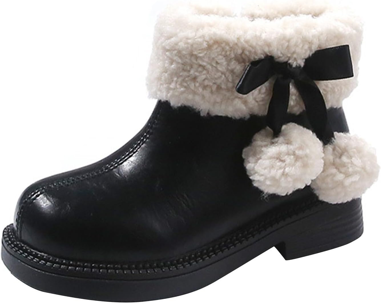 

Детские зимние ковбойские ботильоны для девочек с флисовой подкладкой, для малышей и старших детей, массивный низкий каблук, западные прогулочные туфли Generic, Black