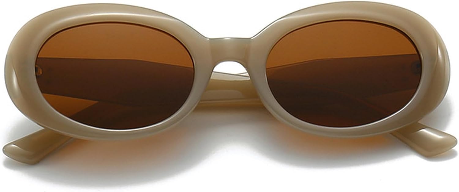 

Ретро овальные солнцезащитные очки для женщин в стиле 90-х, маленькие круглые солнцезащитные очки с защитой от УФ-излучения, модные мужские солнцезащитные очки mincl, Brown