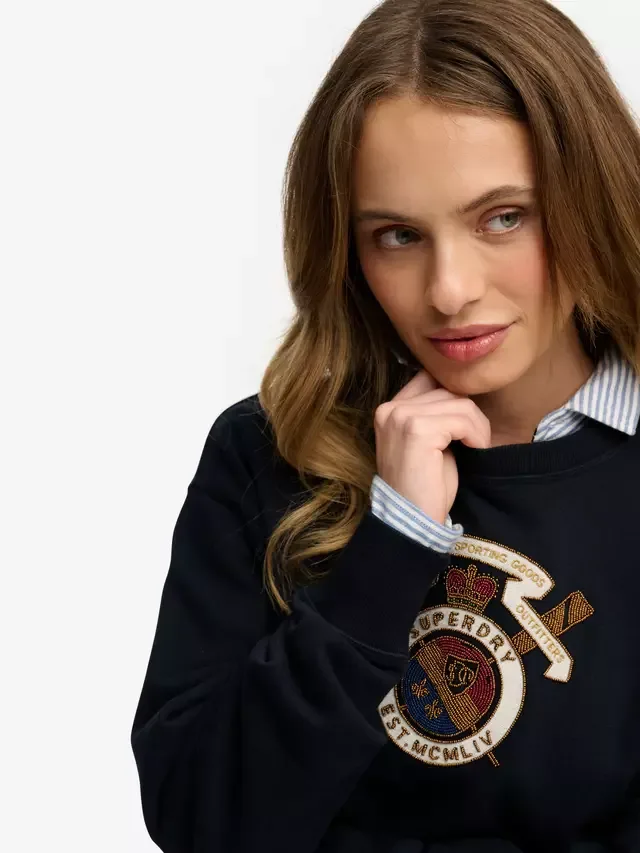 Толстовка Crest Loose Crew Superdry, Eclipse Navy — фото 4