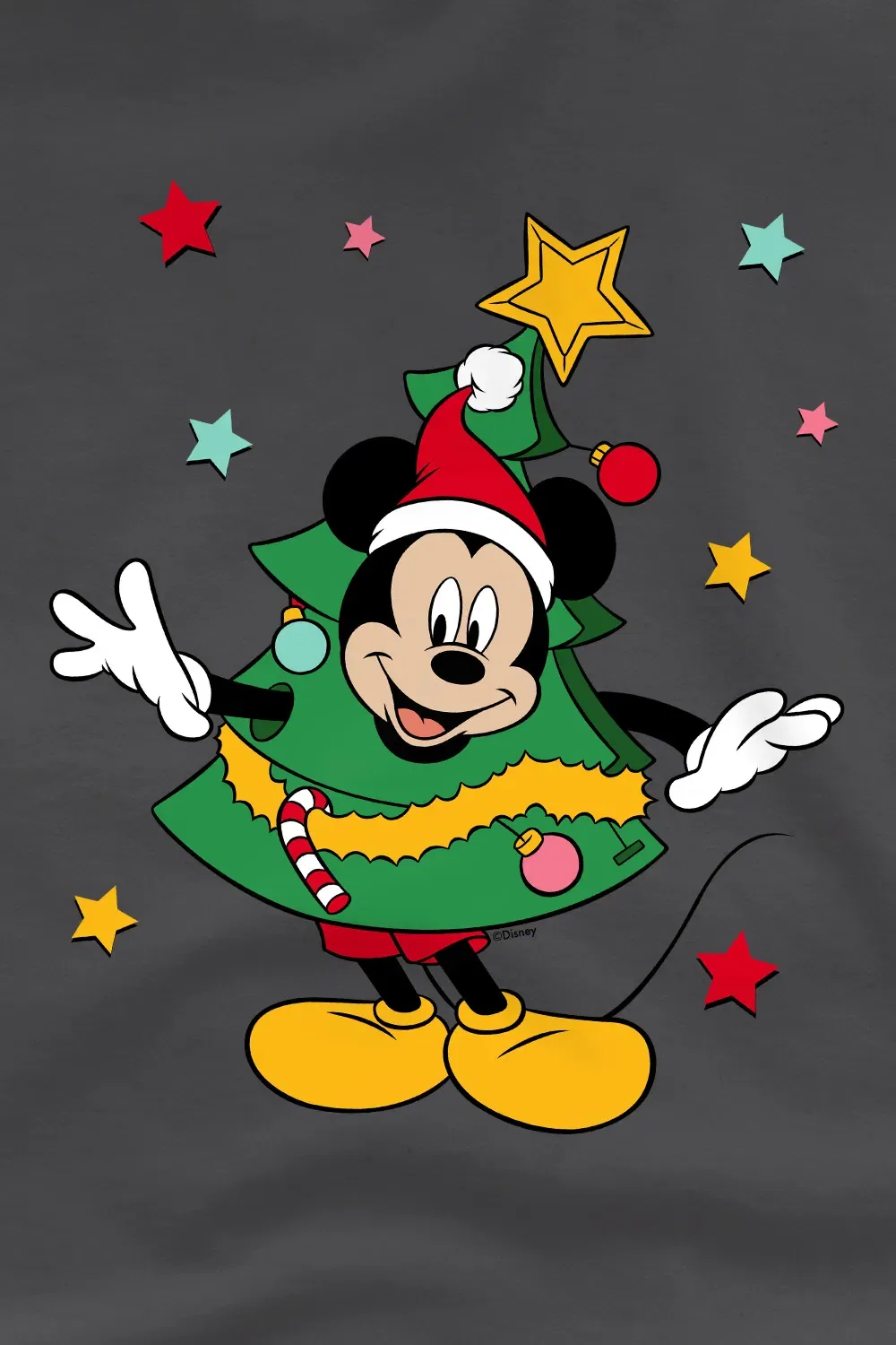 Детская футболка Mickey Mouse Christmas Tree Disney, антрацитовый — фото 2