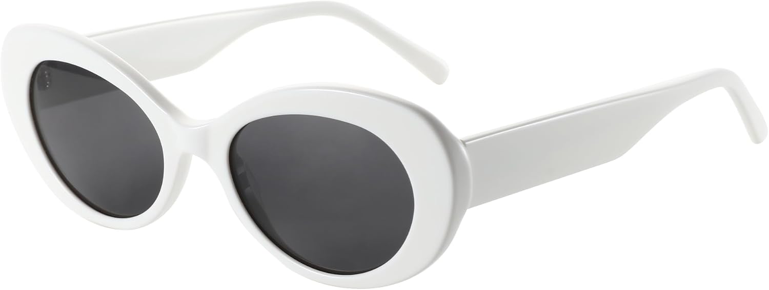 

Женские поляризованные солнцезащитные очки ZENOTTIC овальной формы: модные очки для женщин - ретро-классические солнцезащитные очки с защитой от УФ-излучения UV400, C04 White Frame Black Lens