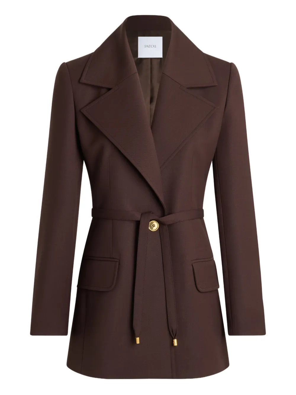 

Однобортный жакет с поясом PATOU, коричневый