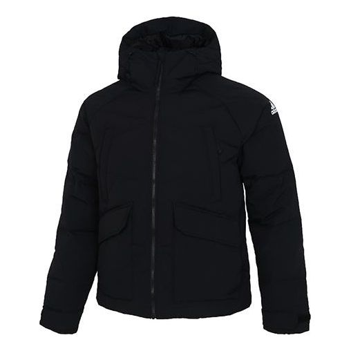 

Пуховик adidas Big Baffle Jkt Casual Sports Zipper Cardigan hooded down Jacket Black, черный