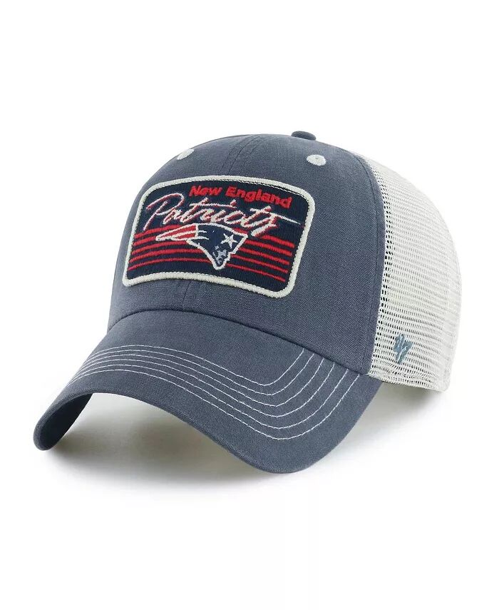 

Мужская темно-синяя, натуральная регулируемая шляпа New England Patriots Five Point Trucker Clean Up '47 Brand, мультиколор