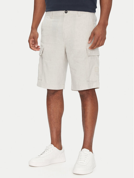 

Шорты из ткани зауженного кроя Sisla-9-Cargo-Shorts 50536888 Boss, бежевый