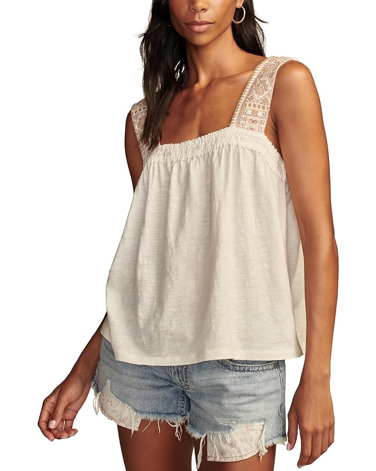 

Майка Lucky Brand Embroidered Yoke Tank, цвет Gardenia