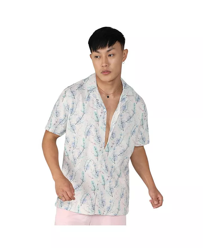 

Мужская рубашка Ivory White & Icy Blue Flora Tint Campus Sutra, белый