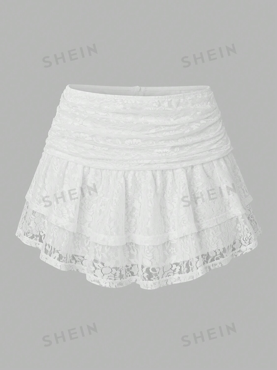 

MOD Женская кружевная многослойная юбка для летних каникул Shein, белый
