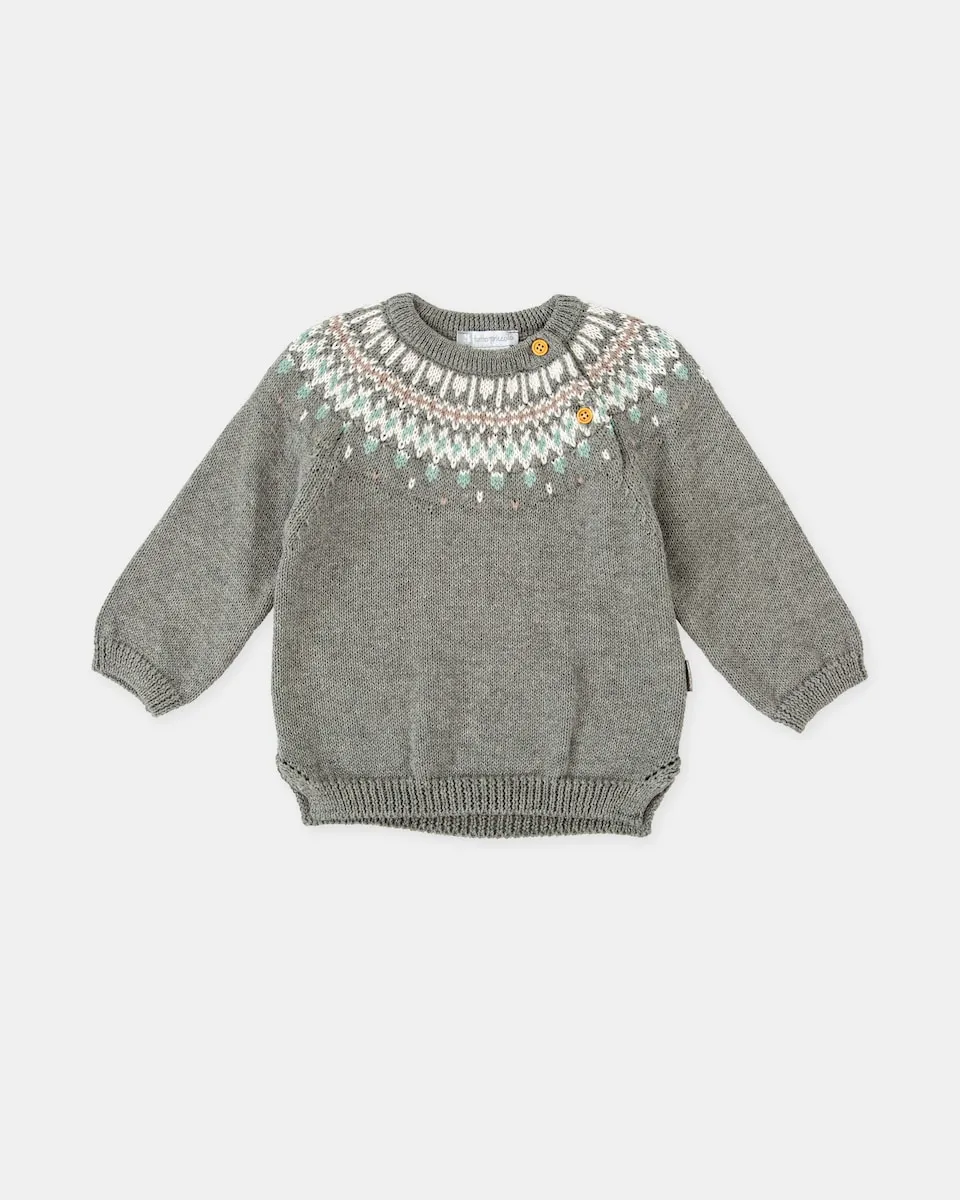 

Вязаный детский джемпер серого цвета с узором Tutto Piccolo