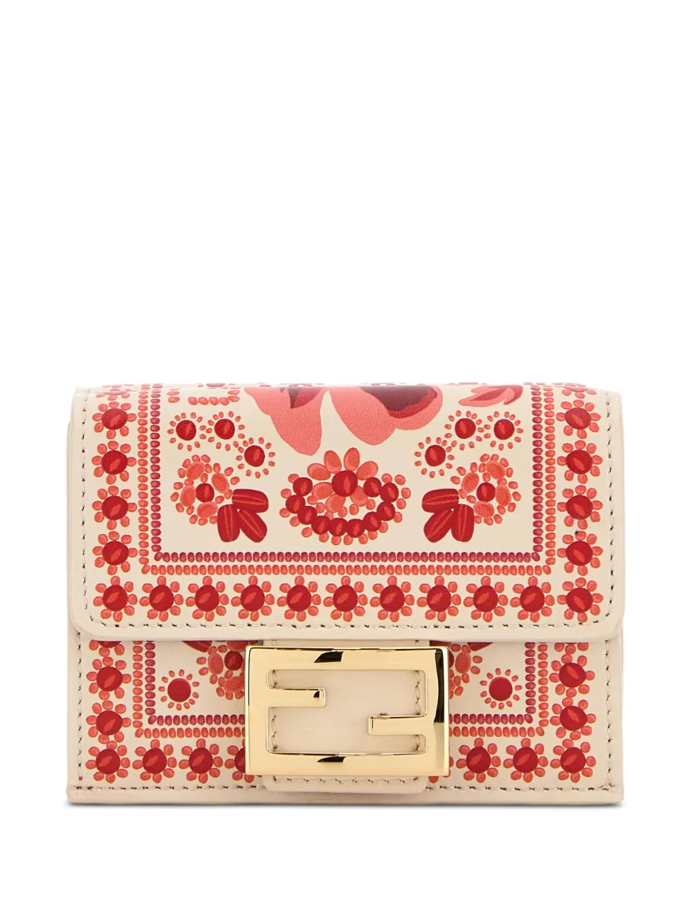 

Кожаный кошелек с цветочным принтом FENDI, нейтральный